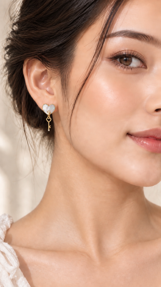 Heart & Key Earrings