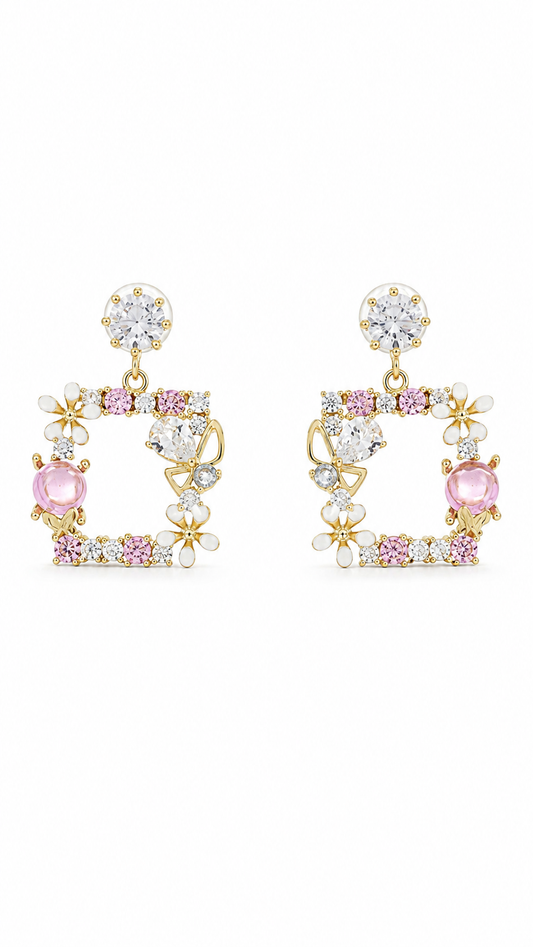 Butterfly Pink Crystal Earrings
