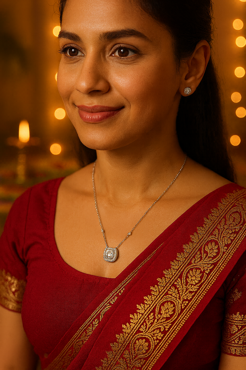 925 Silver Cushion Halo Pendant Necklace for Women – Elegant CZ Diamond Chain Design