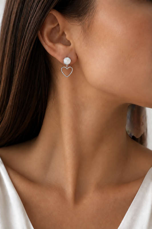 Pearl Heart Earrings