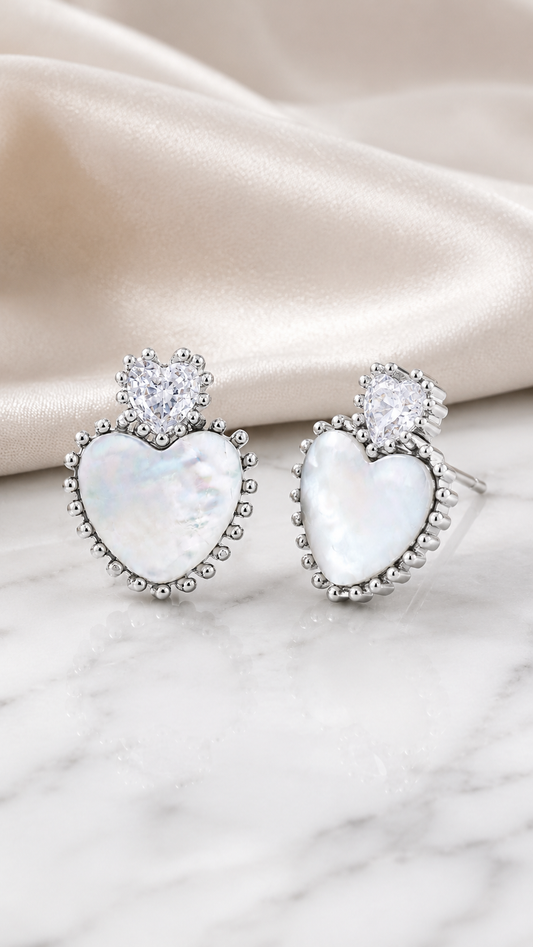 Pearl Heart Earrings
