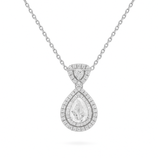 Rose Gold Plated Teardrop Pendant Necklace for Women – Luxury CZ Diamond Design
