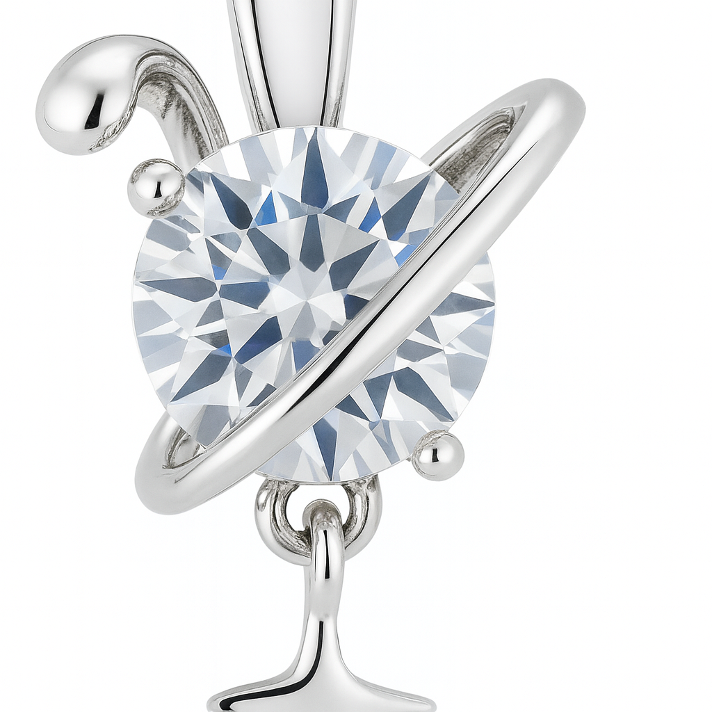 925 Silver Planet & Star CZ Stud Earrings – Cosmic Sparkle Design