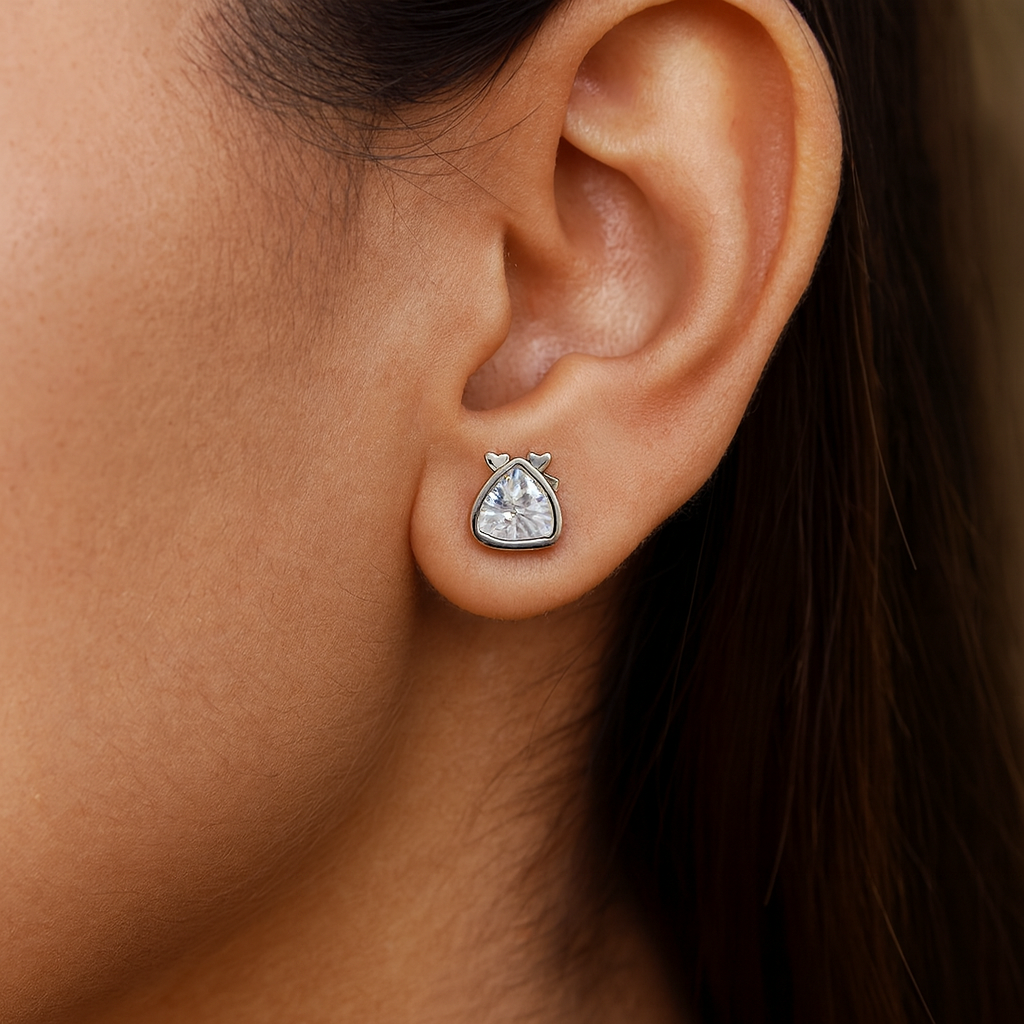 Elegant Triangle-Cut Solitaire Stud Earrings for Women | Sparkling Classic Daily Wear