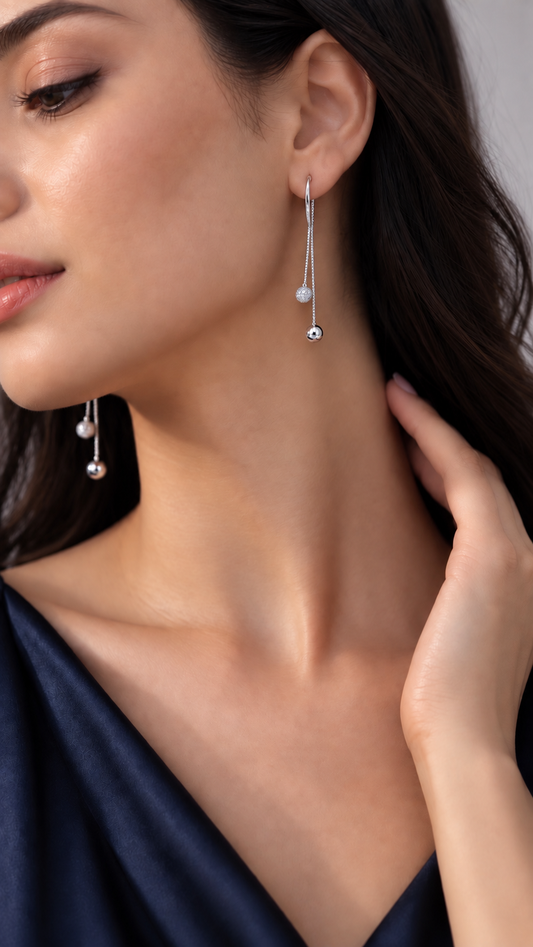 Double Ball Chain Drop Earrings