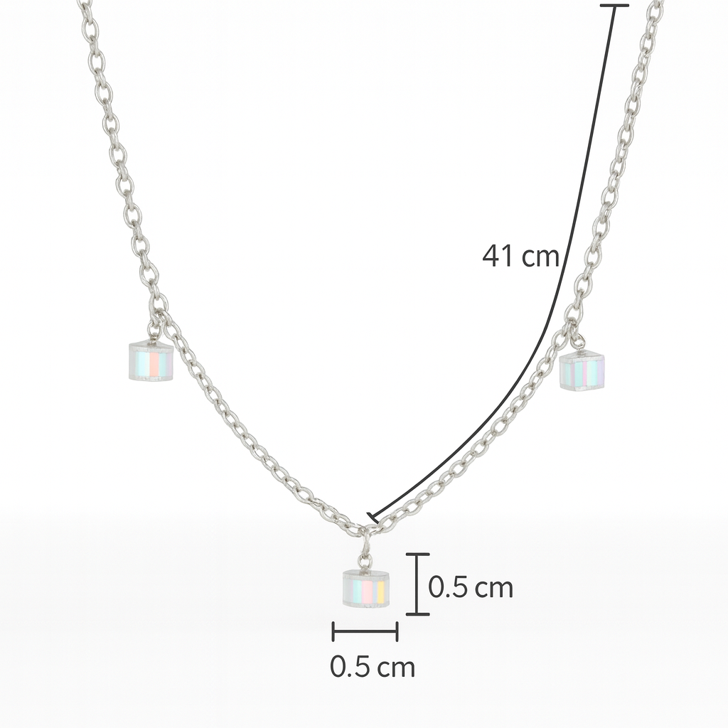 925 Silver Chain Necklace with 3 Crystal Charms – Elegant Minimalist Jewelry for Women