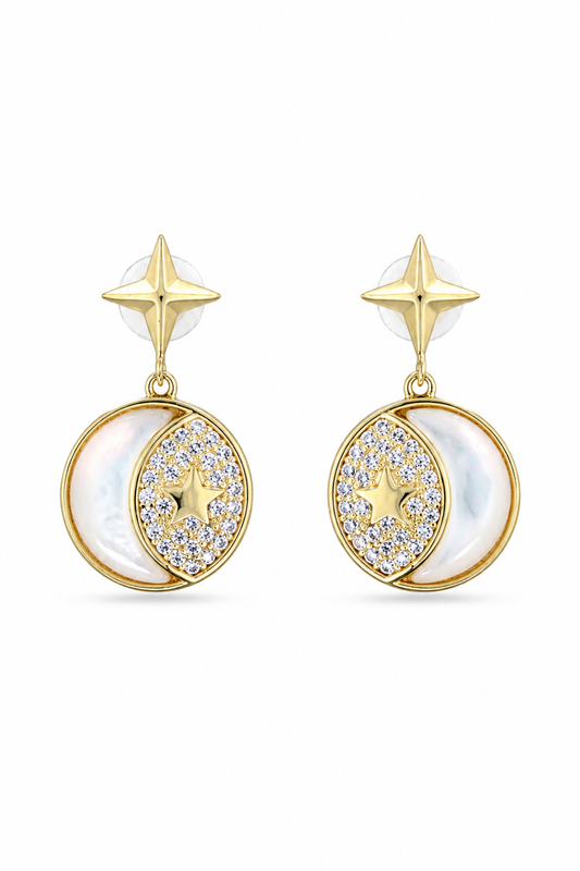 Moon & Star Pearl Earrings