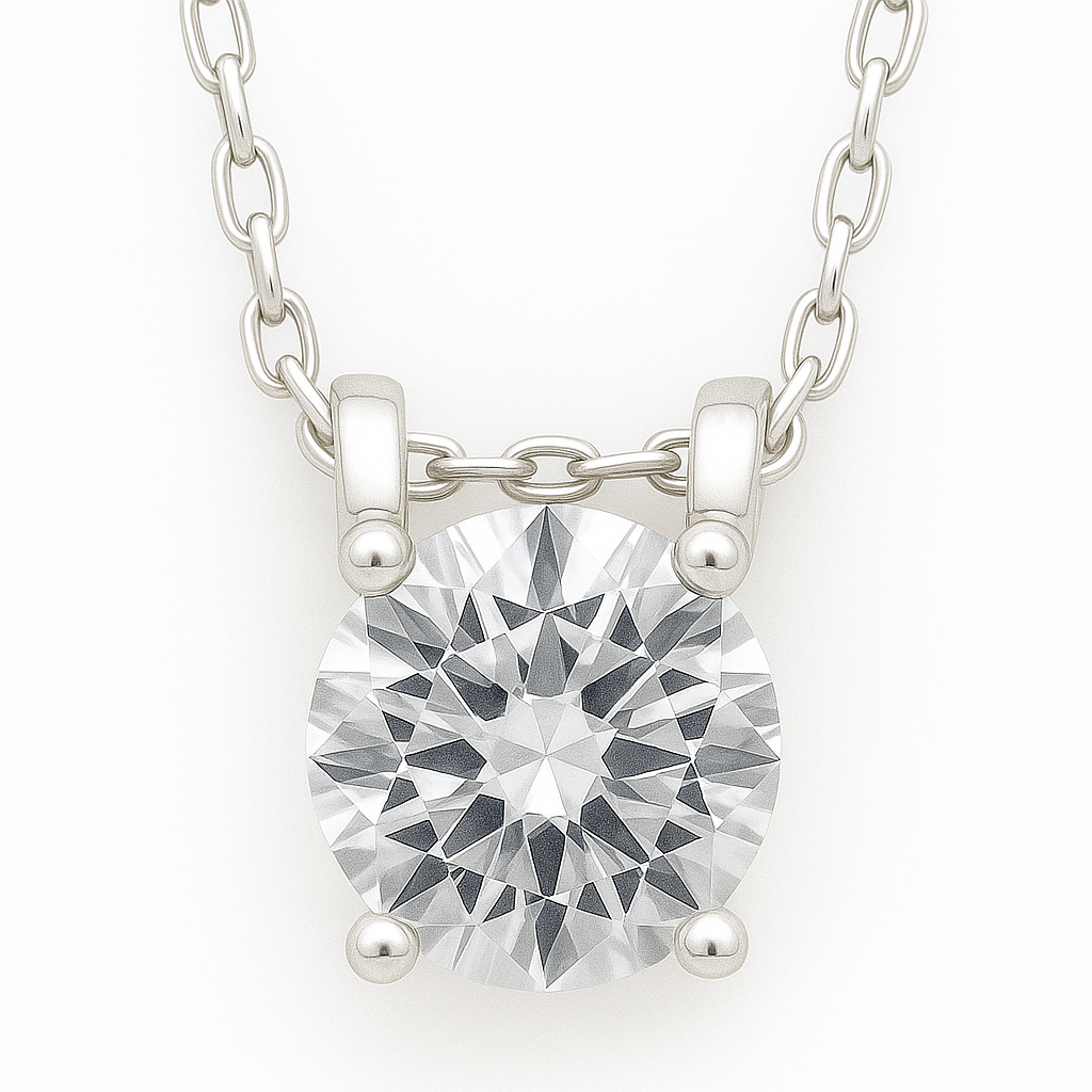 Silver Plated Solitaire Pendant Necklace for Women – Elegant CZ Diamond Chain