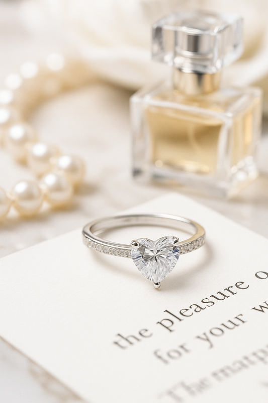 Heart Shape Solitaire Zircon Ring for Women 925 Silver Finish Romantic Couple Engagement Ring