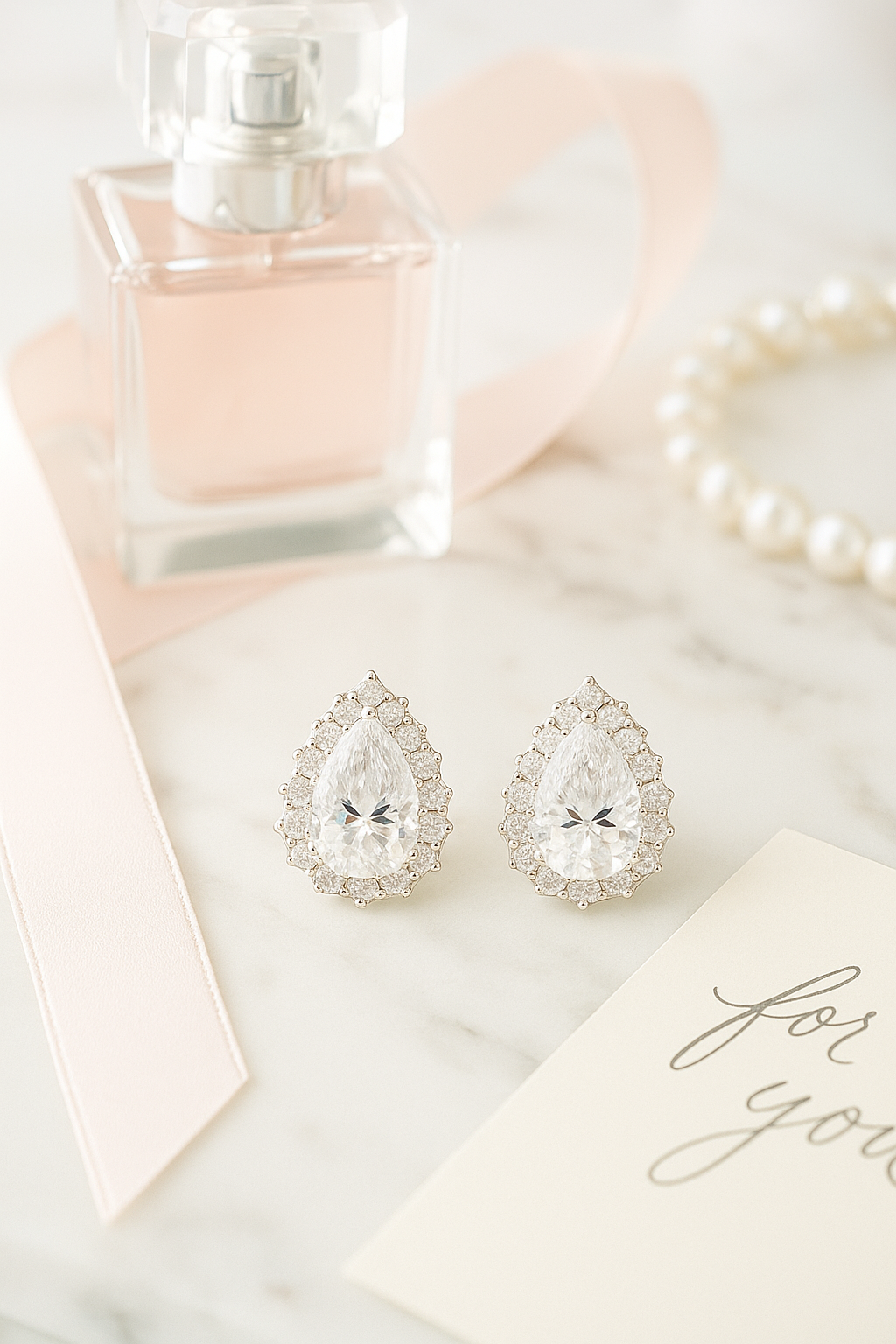 Elegant Teardrop Zircon Halo Stud Earrings for Women