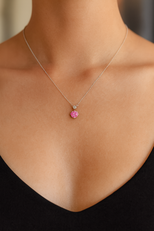 925 Silver Pink Round Solitaire Pendant with CZ Top Accent – Minimal, Elegant & Timeless Everyday Jewellery