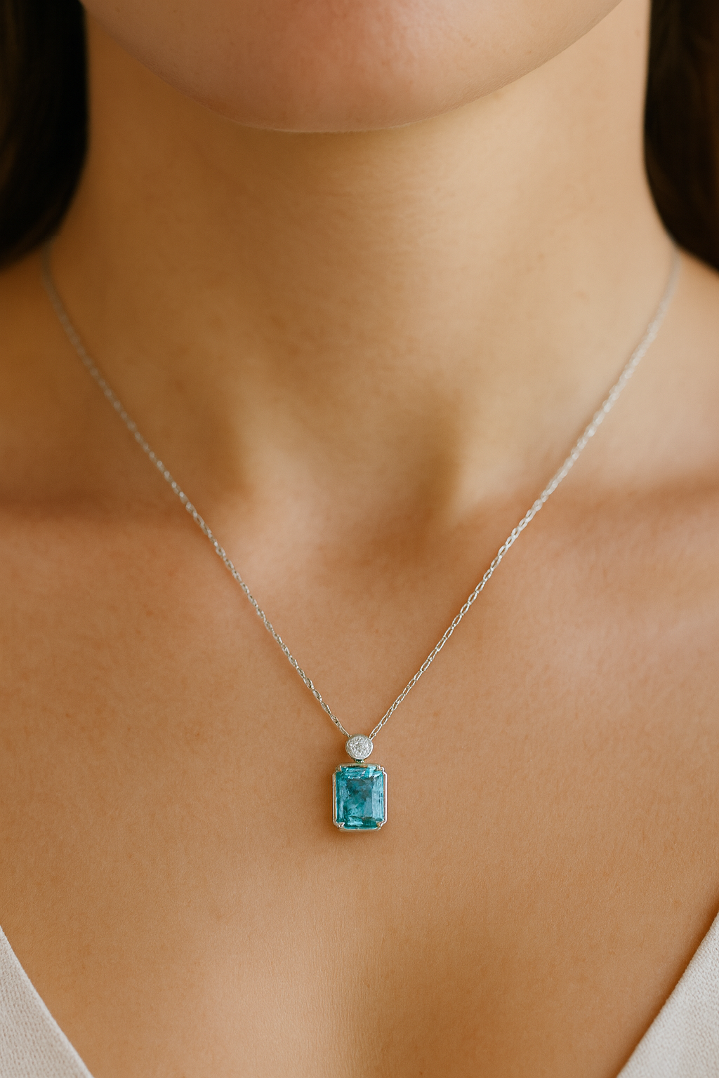 925 Silver Pink Emerald-Cut Solitaire Pendant with CZ Top – Chic, Modern & Elegant Everyday Necklace