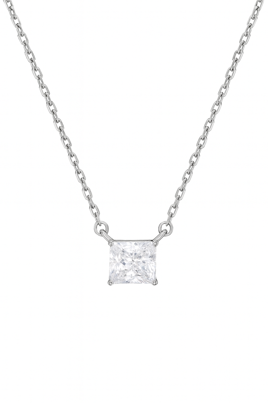925 Silver Pink Princess-Cut Solitaire Pendant – Modern, Minimal & Ultra-Elegant Daily Luxury