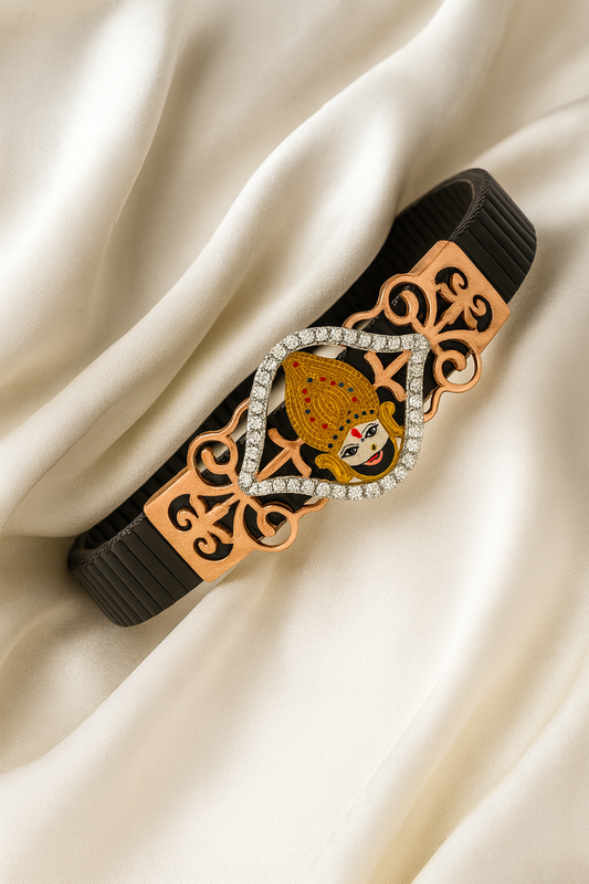 Luxury Ramapir Gents Bracelet Black & Rose Gold with Diamond Look Frame