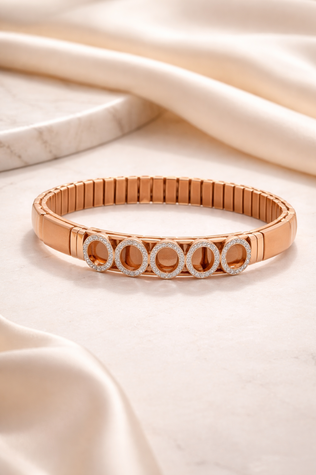 Eternity Halo Symphony Bracelet in Rose Gold & Diamond Accents