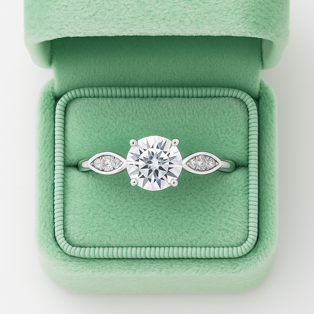 Elegant Solitaire 925 Silver Ring with Zircon Accents on Band