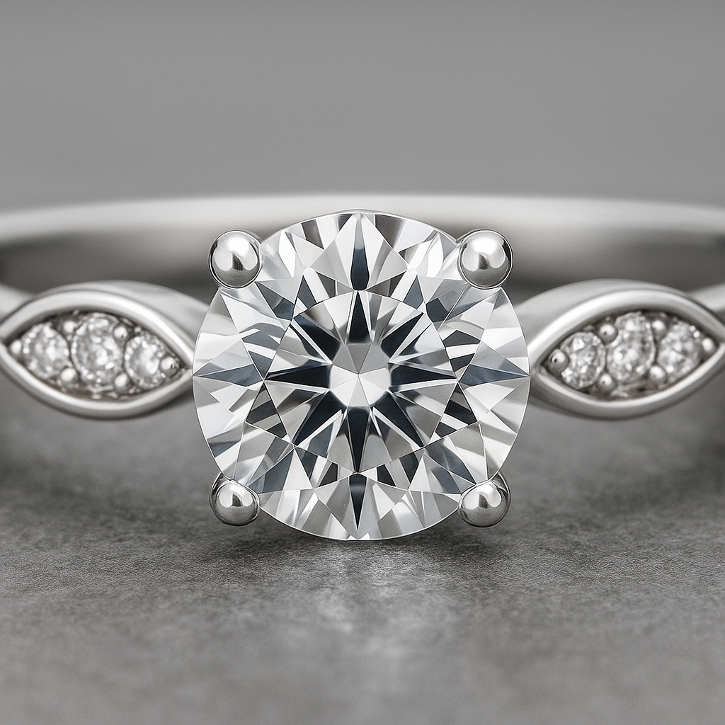 Elegant Solitaire 925 Silver Ring with Zircon Accents on Band