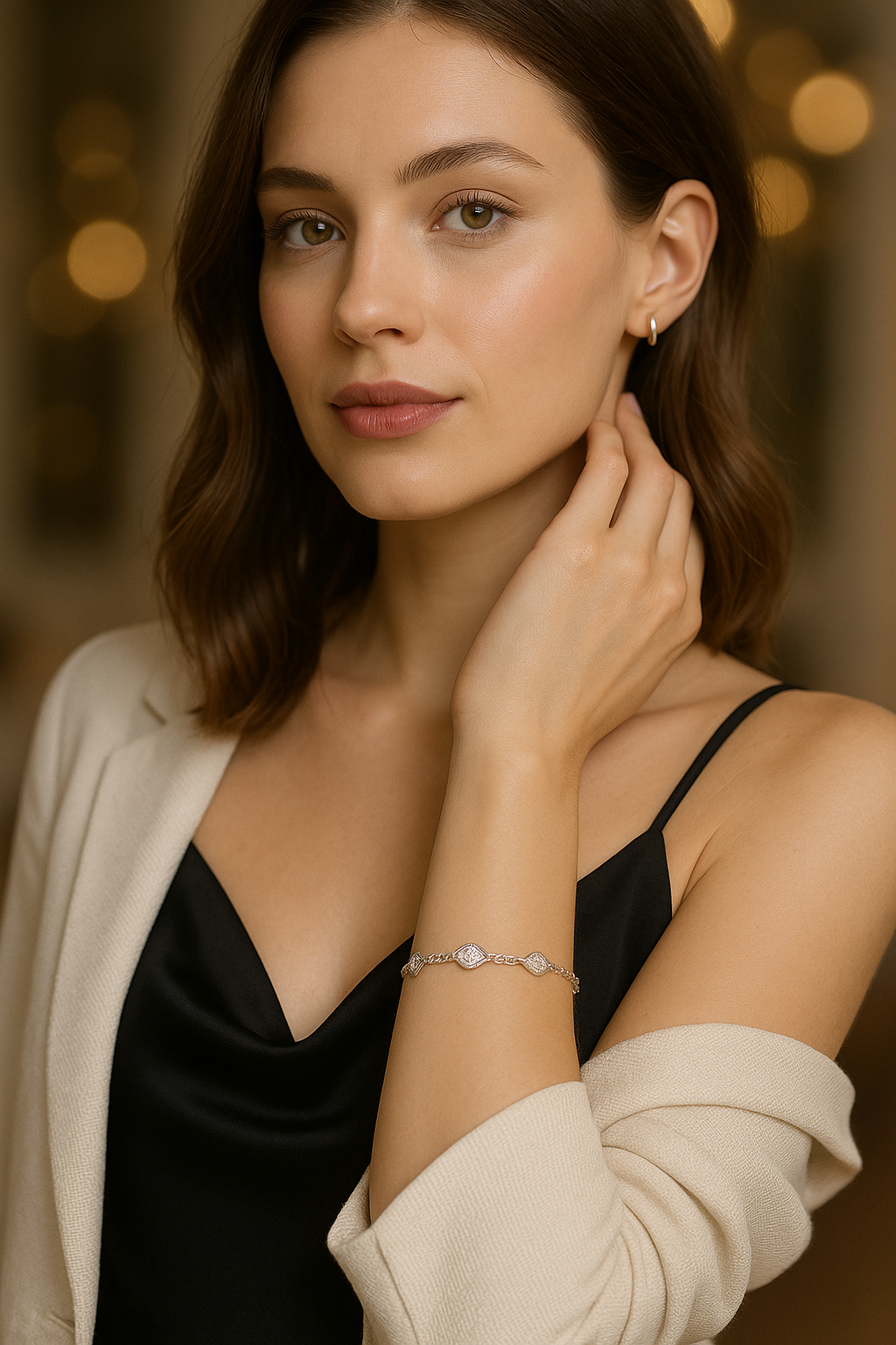 Elegant Zircon Charm Chain Bracelet for Women