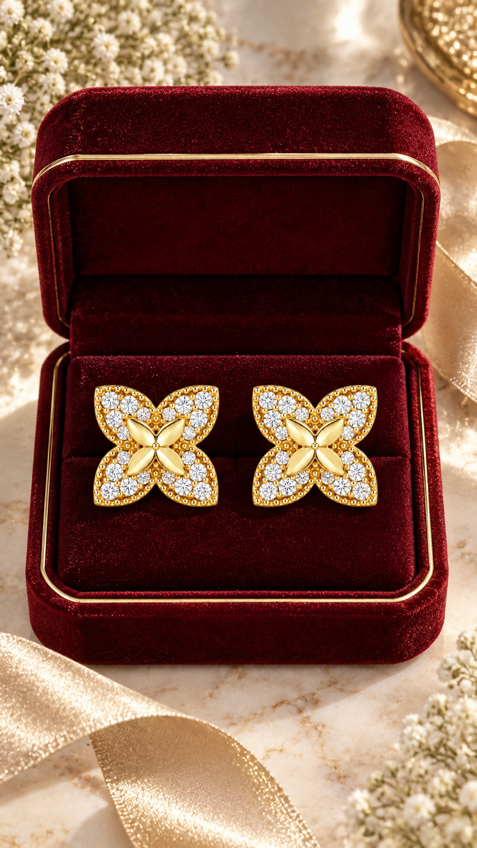 Silver Four-Petal Earrings