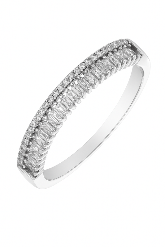 Modern Triple Row 925 Silver Zircon Band Ring