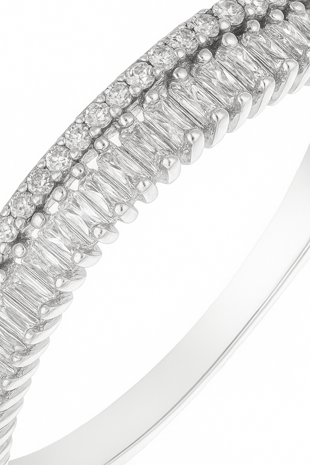 Modern Triple Row 925 Silver Zircon Band Ring