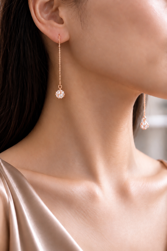 Rose-Gold Long Chain Earrings