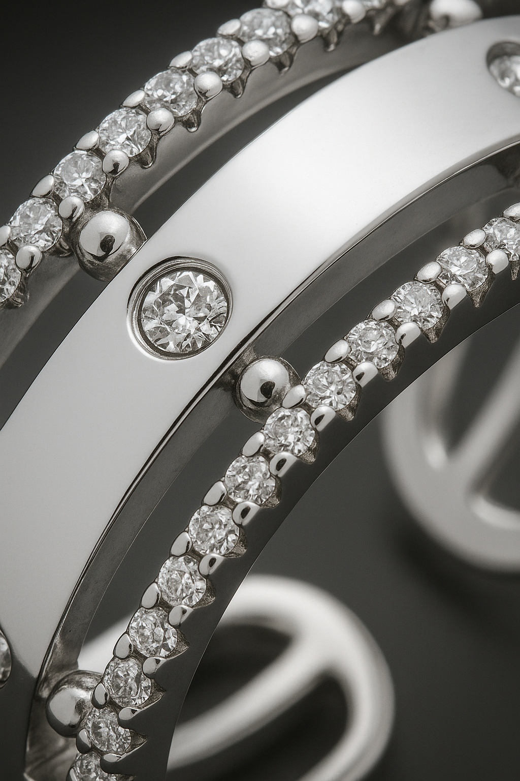 Trendy Dual Band Adjustable Silver Zircon Ring for Women – Modern Open Finger Ring for Party & Daily Wear