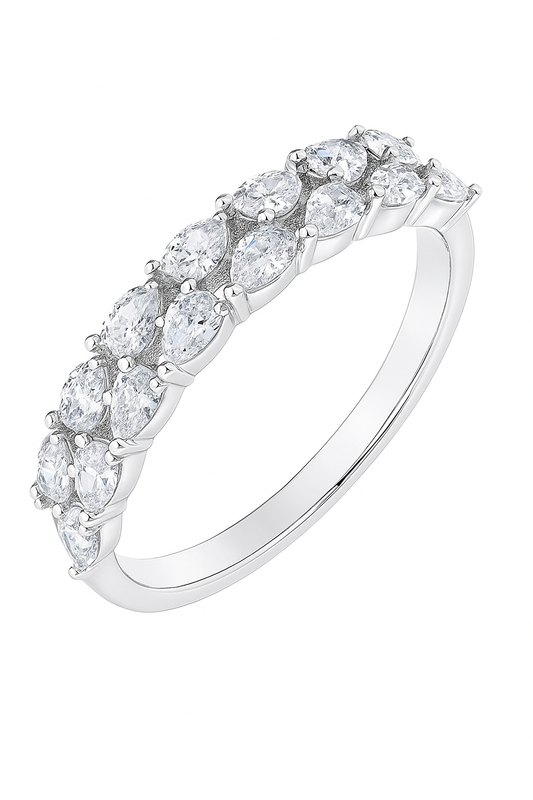 Classic Silver Zircon Eternity Band Ring for Women – Elegant Sparkling Finger Ring for Daily & Party Wear