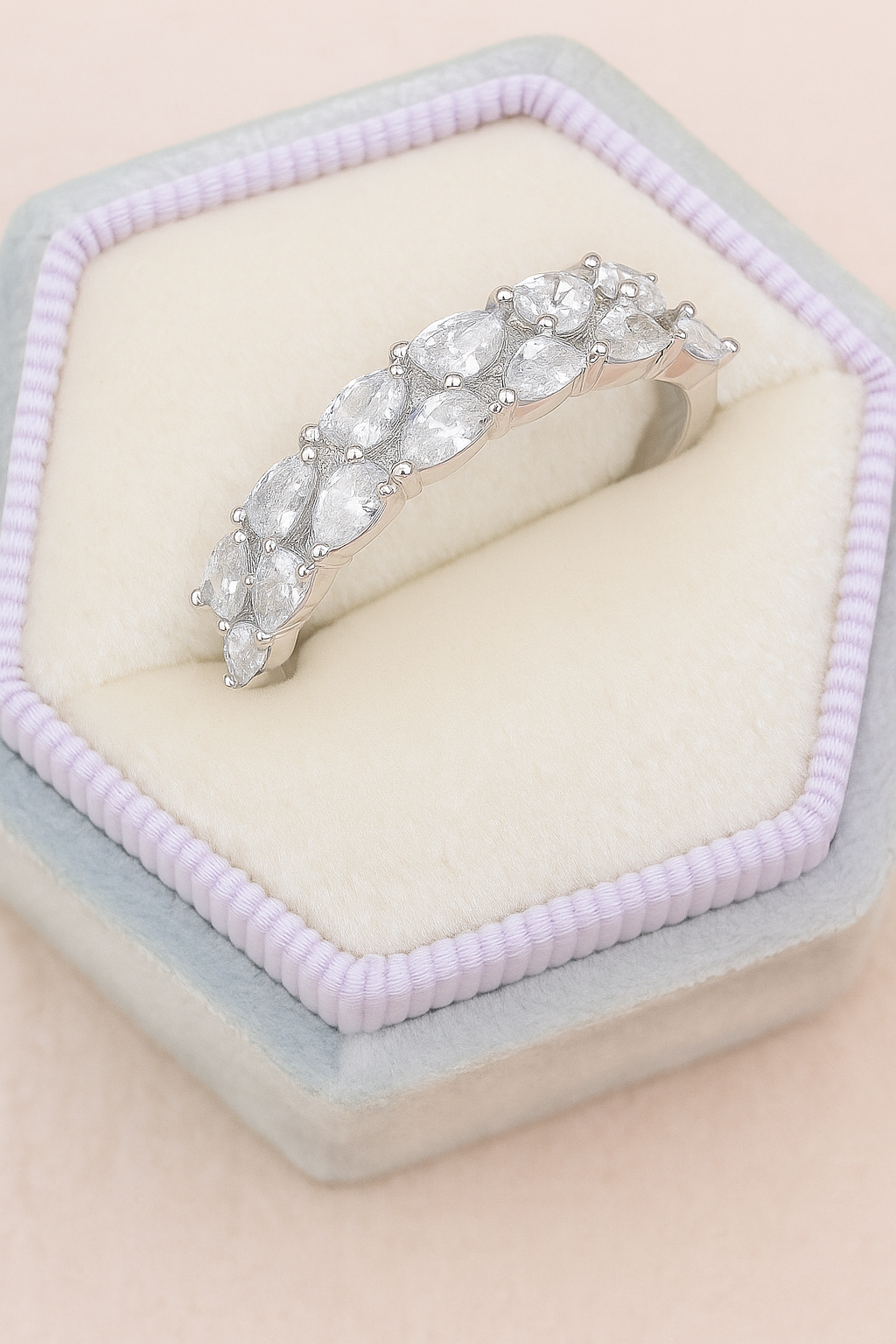 Classic Silver Zircon Eternity Band Ring for Women – Elegant Sparkling Finger Ring for Daily & Party Wear