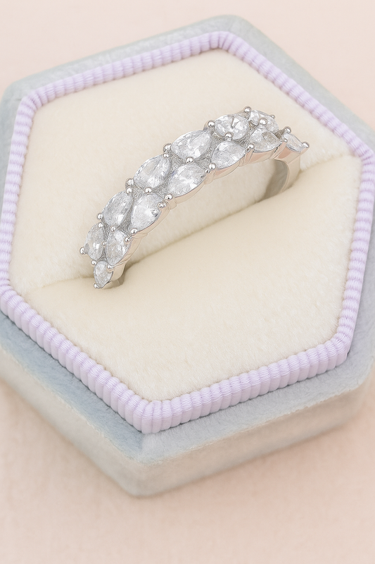 Classic Silver Zircon Eternity Band Ring for Women – Elegant Sparkling Finger Ring for Daily & Party Wear