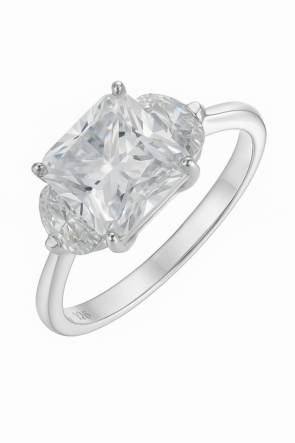 Radiant 925 Silver Cushion-Cut Solitaire Ring for Women – Three Stone CZ Engagement & Party Wear Ring