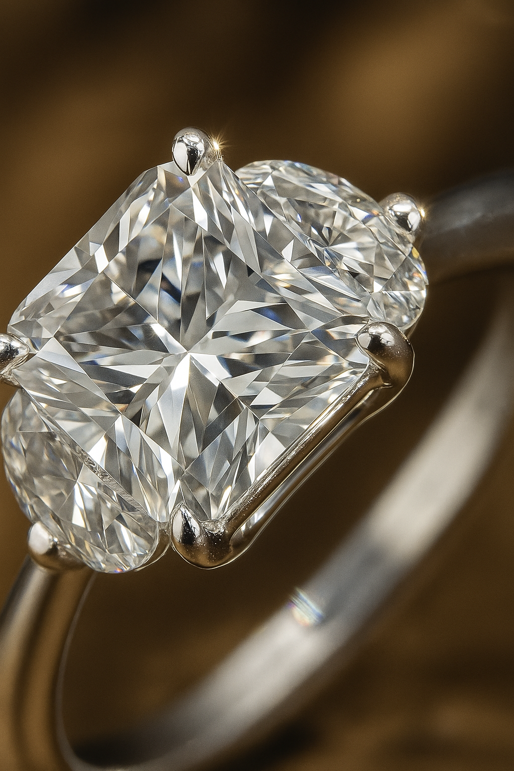 Radiant 925 Silver Cushion-Cut Solitaire Ring for Women – Three Stone CZ Engagement & Party Wear Ring