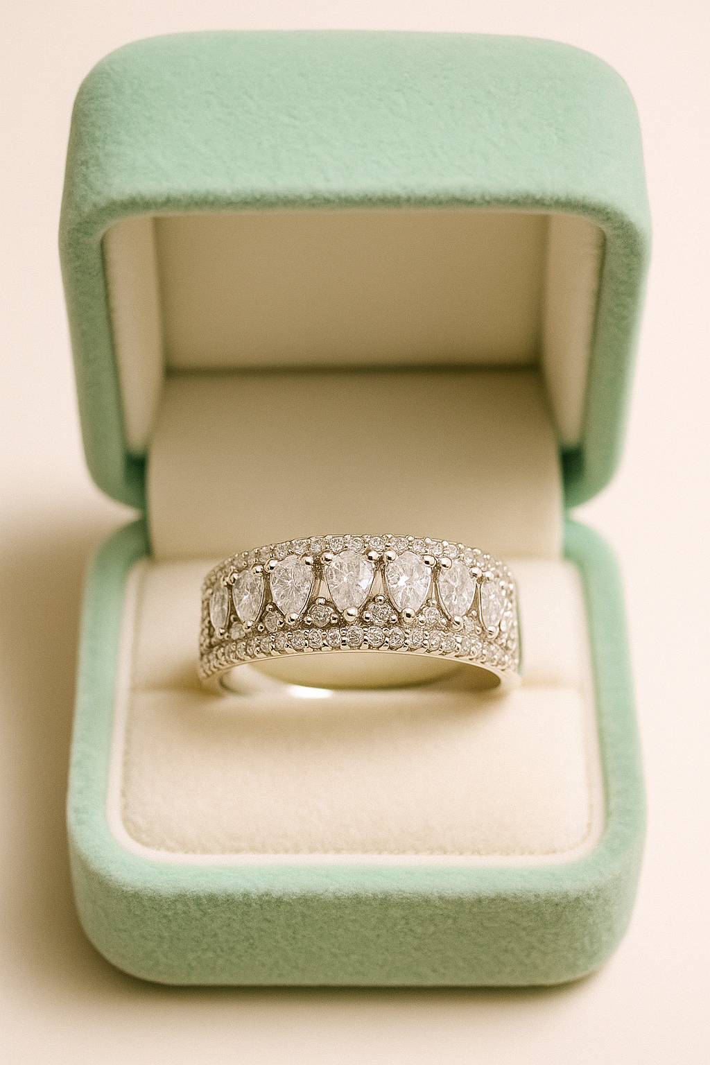 Luxury 925 Silver Pear Cut Zircon Band Ring for Women – Designer Party & Festive Wear Finger Ring