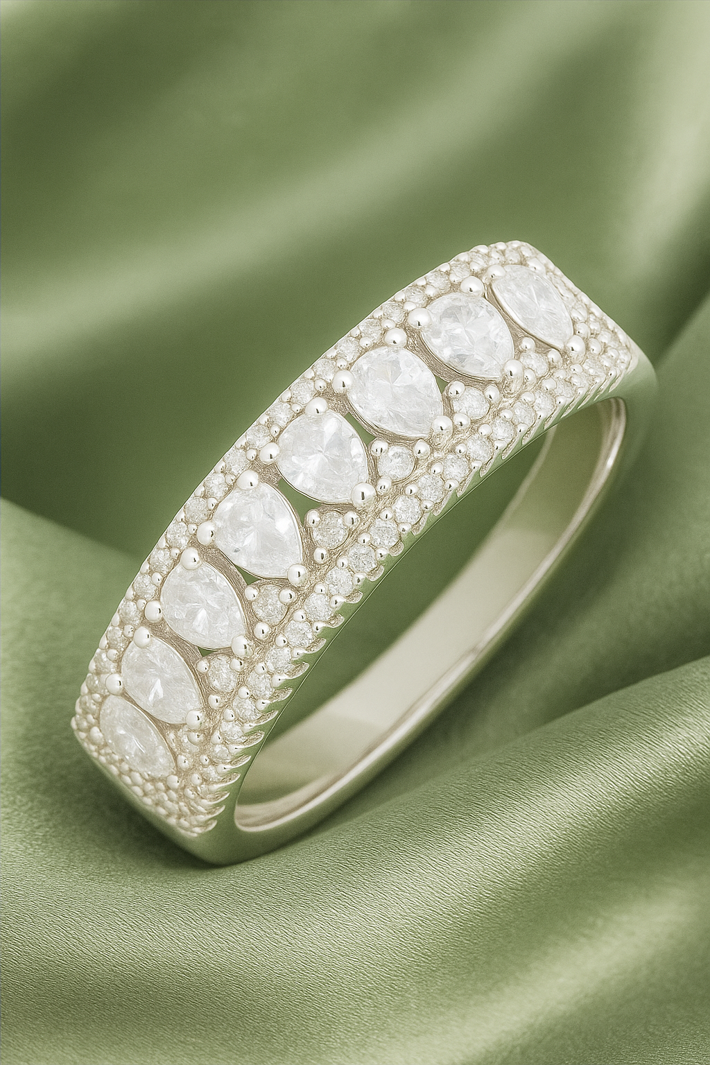 Luxury 925 Silver Pear Cut Zircon Band Ring for Women – Designer Party & Festive Wear Finger Ring