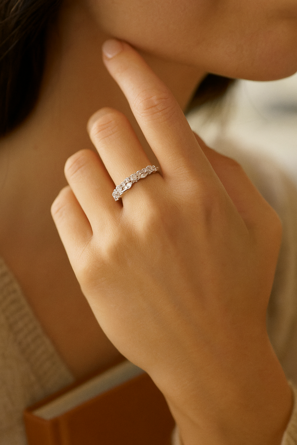 Elegant 925 Silver Marquise & Round Zircon Band Ring for Women – Sparkling Daily & Party Wear Ring