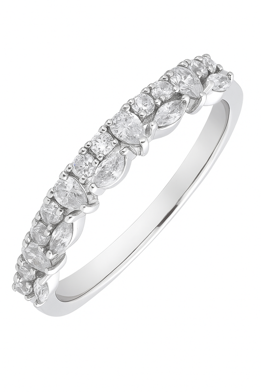 Elegant 925 Silver Marquise & Round Zircon Band Ring for Women – Sparkling Daily & Party Wear Ring