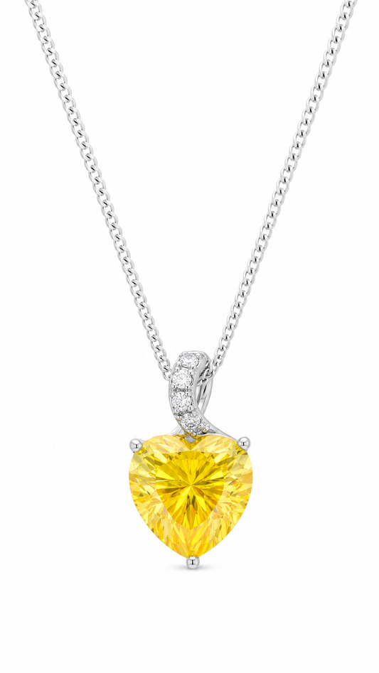 Yellow Heart Crystal Necklace