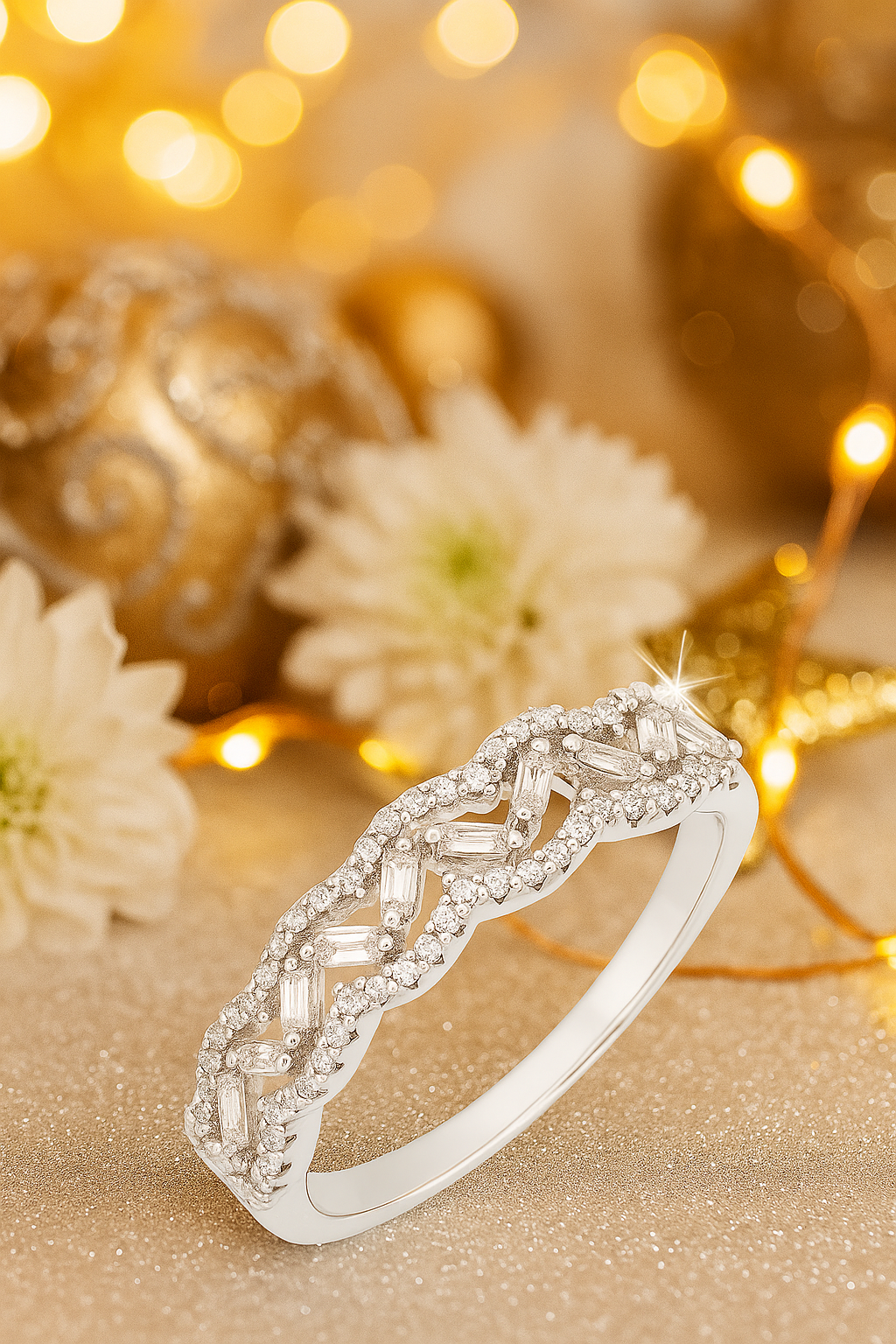 Designer 925 Silver Twisted Baguette Zircon Band Ring for Women – Elegant Daily & Party Wear Jewelry