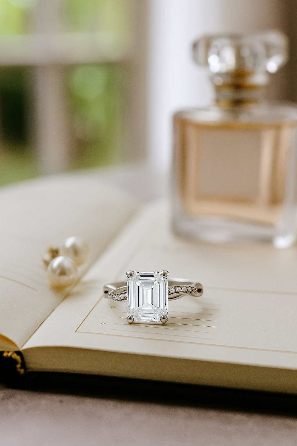 925 Silver Emerald Cut Solitaire Ring with Twisted Band – Classic Elegant Zircon Ring for Women