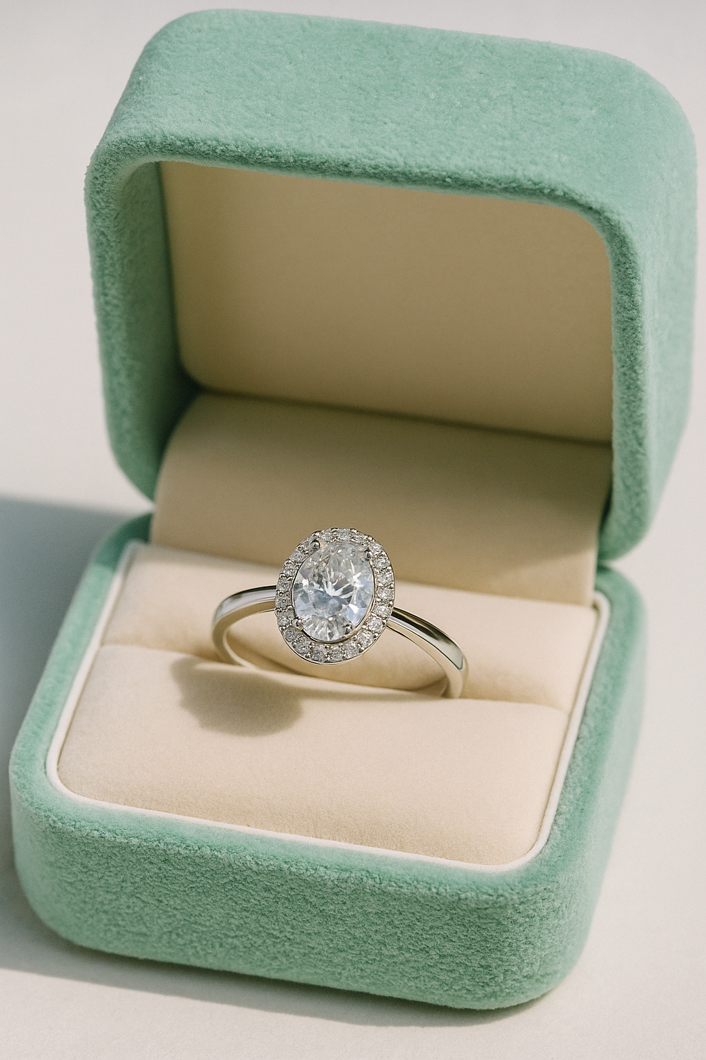 925 Silver Oval Halo Zircon Solitaire Ring for Women – Elegant Party & Daily Wear