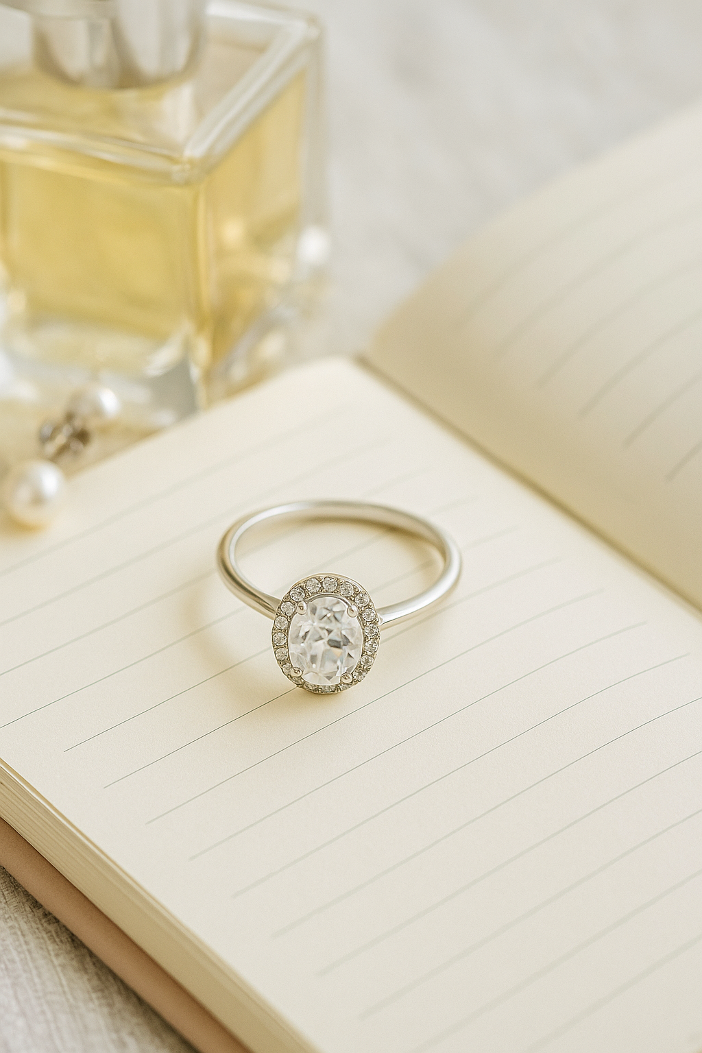 925 Silver Oval Halo Zircon Solitaire Ring for Women – Elegant Party & Daily Wear