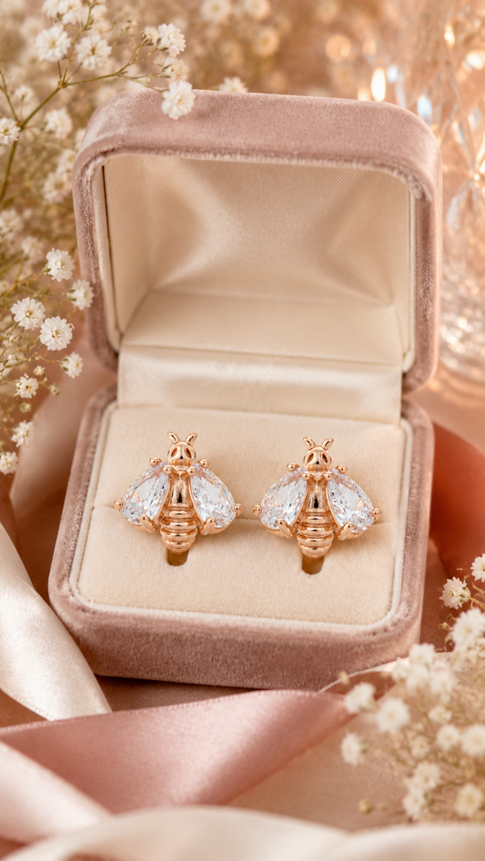 Rose Gold Bee Earrings