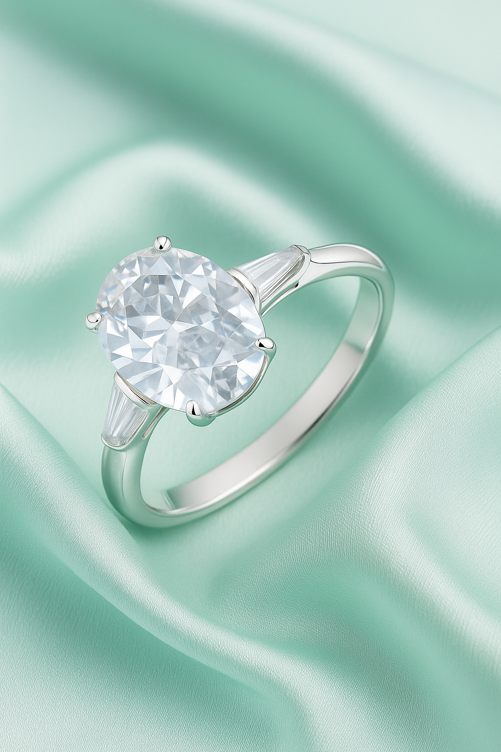 Charming Pink Oval Solitaire Ring with Side Accents