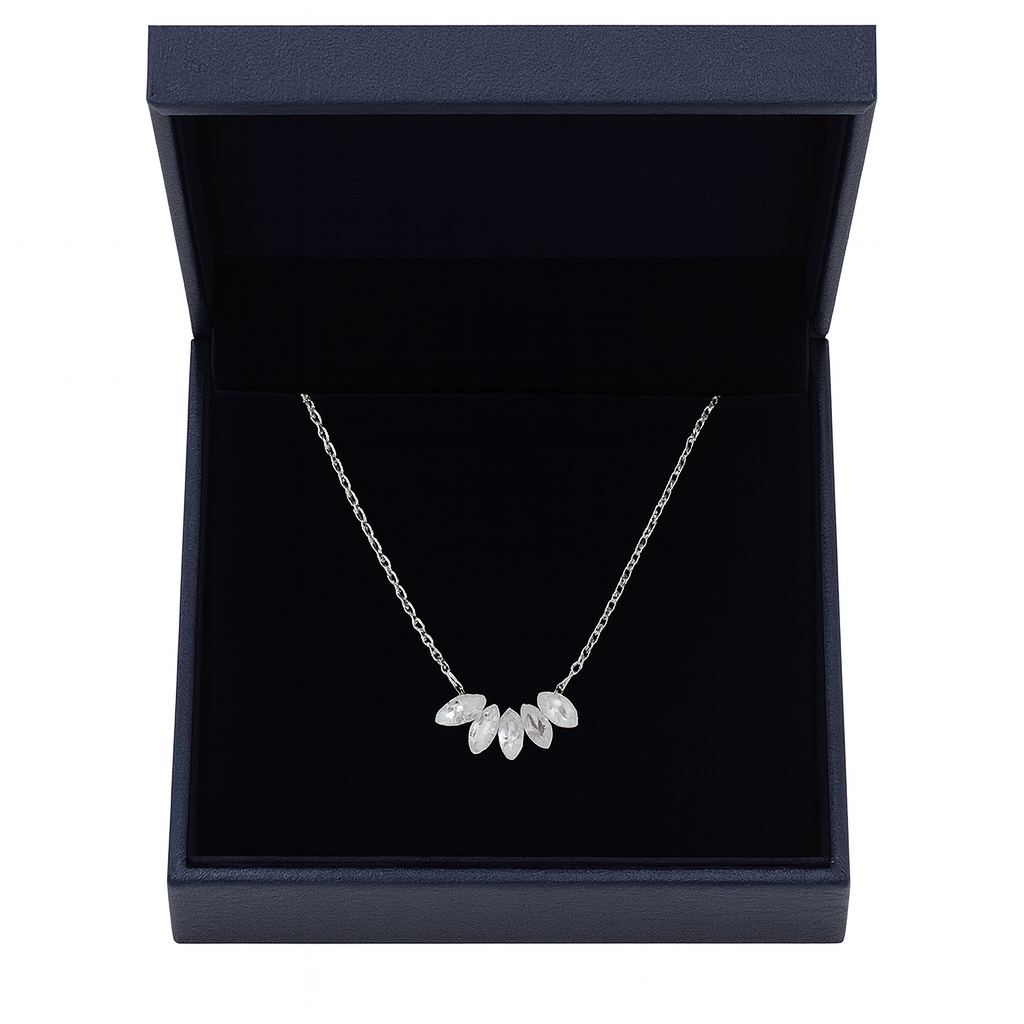 925 Silver Marquise Cluster CZ Stone Pendant Necklace for Women – Elegant Sparkling Design
