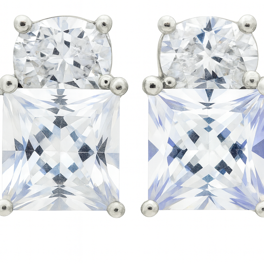 Princess & Round Cut Earrings