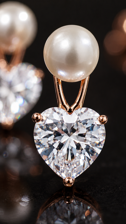 Pearl & Heart-Cut Earrings