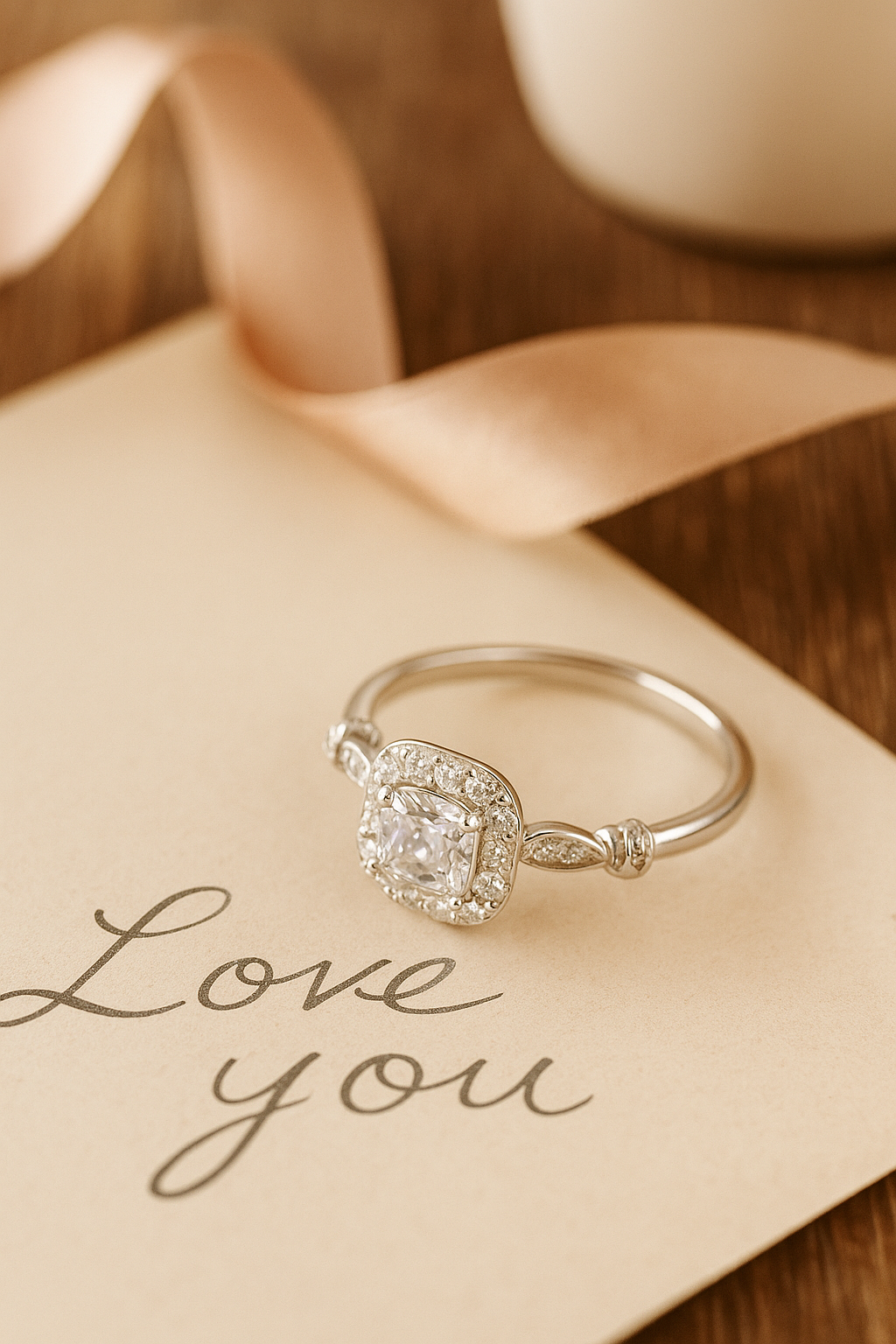 Elegant 925 Silver Square Halo Zircon Ring for Women – Classic Engagement & Party Wear Finger Ring