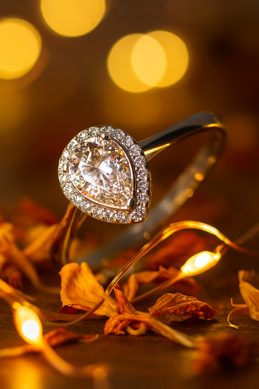 Elegant 925 Silver Teardrop Zircon Halo Ring for Women – Classic Solitaire Engagement & Party Wear Ring