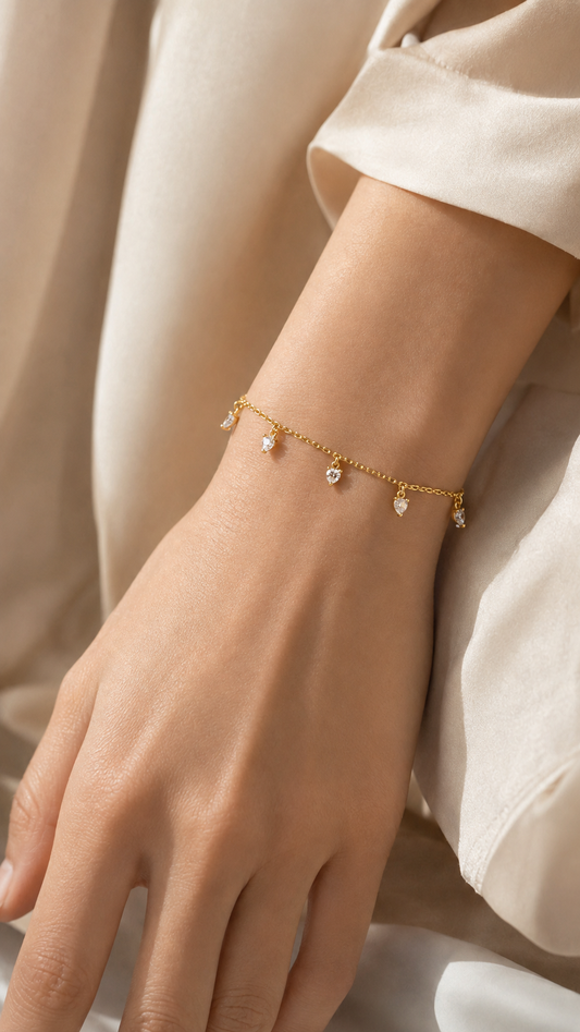 Heart Dangle Charm Bracelet