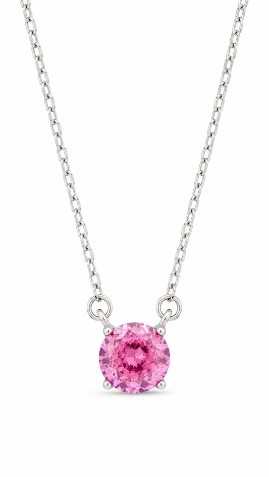Pink Round-Cut Solitaire Necklace